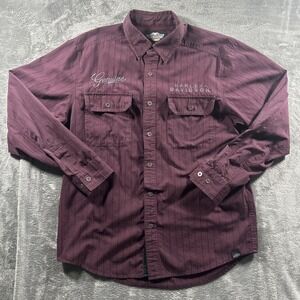 Harley Davidson Maroon Pin Striped L Shirt Genuine Embroidered Logo Motorclothes